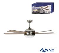 Avant - Ventilador de Techo con Luz | 3 Velocidades | 52 Pulgadas| 65 Watios | 5 Aspas de fibras| Lámpara de techo con ventilador | Mando a distancia | Gris - Madera |