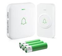 AVANTEK Timbre inalámbrico Funciona con Pilas Color Blanco Mini Timbre inalámbrico 300 M IP55 Resistente al Agua Campanas electrónicas 52 melodías en 5 Niveles de Volumen con indicador LED WA11