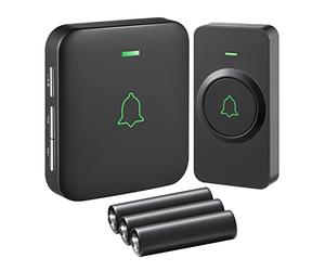 AVANTEK Waterpoof Timbre de puerta inalámbrico, funciona con pilas, funciona a 1000 pies, kit de timbre portátil con 52 melodías, 5 niveles de volumen y sonido de calidad de CD