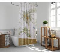 Avanti Linens - Cortina de Ducha de Tela, decoración de baño Inspirada en el Tropical (colección Colony Palm, Marfil)