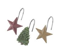 Avanti Linens - Ganchos para cortina de ducha pintados a mano, decoraci n de ba o, ideal para Navidad, juego de 12 (colecci n de rboles)