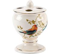 Avanti Linens Gilded Birds Accessories Colección, Cerámica, Crema, Toothbrush Holder