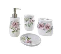 Avanti Linens - Juego de Accesorios, Vaso de Resina, Soporte para Cepillo de Dientes, jabonera y Bomba de loción, decoración de baño Duradera (colección Spring Garden)
