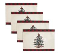 Avanti Linens - Juego de manteles Individuales de 4 Piezas, decoración del hogar navideño, tartán Rojo (colección de árbol de Navidad)