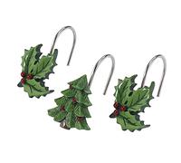 Avanti Linens Spode Christmas Tree Tartan Collection, Resina metálica, Multicolor, Juego de 12 Ganchos de Ducha