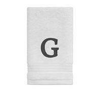 Avanti Linens Toalla Bordada con Monograma, 100% algodón, G, Blanco/Gris, G