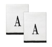 Avanti Linens - Toallas de Mano, algodón Suave y Absorbente, Juego de 2 (colección Monogram, A), Talla S