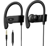 Avantree Auriculares Running Deportivos con Micrófono, Auriculares con Cable para Correr con Gancho de Oreja Compatibile con iPhone, Samsung - E171