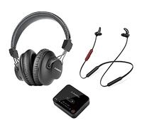 Avantree D4169 Auriculares Bluetooth 5.0 Inalámbricos sobre Oreja e internos para Ver TV con transmisor Baja latencia,con Banda Cuello,Control Volumen Personalizado,Enchufe y juegue,sin retardo Audio