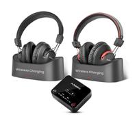 Avantree HT41899 Plus 2 - Dos Auriculares TV Bluetooth para Mayores | Bases de Carga y Transmisor, Voz Clara, Volumen Independiente, aptX Adaptive, Baja Latencia, Óptico y AUX