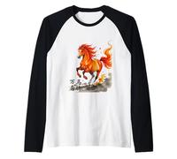 Avanza con el Poder de Diez mil Caballos al Galope Camiseta Manga Raglan