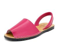 Avarca Made in Spain - Sandalias de piel para mujer, planas, abiertas, originales de Avarcas Menorquina 201, fabricadas en España, color Rosa, talla 35 EU