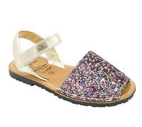 Avarca Sandalias de niña con lentejuelas brillantes, zapatos de cuero con tiras, 30 EU