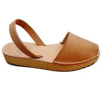 Avarcas menorquínas con Plataforma/cuña 2,5 cm Beige, Abarcas, Albarcas, Sandalias (39, Cuero Nobuck, Plataforma Beige)