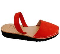 Avarcas menorquínas con Plataforma/cuña 2,5 cm, Piel, Abarcas, Albarcas, Sandalias (37, Rojo Nobuck)