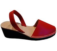 Avarcas menorquínas con tacón/cuña de 4,8 cm, Abarcas, Albarcas, Sandalias … (36, Rojo Box)