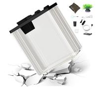 Avario Acrílico - Bomba De Aire Integrada, Luz LED De Acuario | Habitat Betta Moderno Compacto Con Flores Artificiales, Iluminación De Ambiente Suave Para Camarones Pequeños, Ac