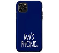 Ava's Phone Ava Nombre Personalizado Blanco Azul Carcasa para iPhone 11 Pro Max
