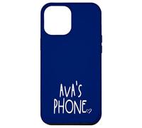 Ava's Phone Ava Nombre Personalizado Blanco Azul Carcasa para iPhone 12 Pro Max
