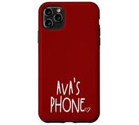 Ava's Phone Ava Nombre Personalizado Blanco Granate Rojo Carcasa para iPhone 11 Pro Max