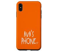 Ava's Phone Ava Nombre Personalizado Blanco Naranja Carcasa para iPhone XS Max
