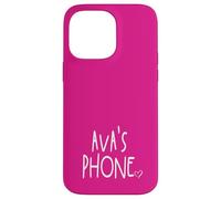 Ava's Phone Ava Nombre Personalizado Blanco Rosa Carcasa para iPhone 14 Pro Max