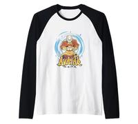 Avatar Aang Glowing Fighting Pose Aerógrafo Estilo Grafitti Camiseta Manga Raglan