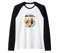 Avatar Aang Lucha Pose Flecha Brillante Fuego Aire Tierra Agua Camiseta Manga Raglan