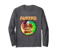 Avatar Aang Tie-Dye Espiral Fondo Flecha Brillante Pose Manga Larga