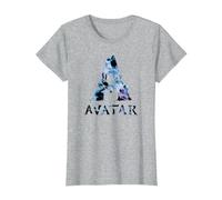 Avatar Banshee A Logo with Jake Sully and Na’Vi Neytiri Camiseta, Mujer, Gris Jaspeado, XXL