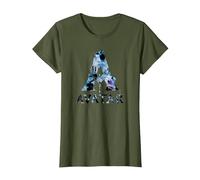 Avatar Banshee A Logo with Jake Sully and Na’Vi Neytiri Camiseta, Mujer, Verde Oliva, L