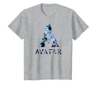 Avatar Banshee A Logo with Jake Sully and Na’Vi Neytiri Camiseta, Niños, Gris Jaspeado, 2 años