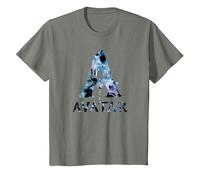 Avatar Banshee A Logo with Jake Sully and Na’Vi Neytiri Camiseta, Niños, Verde Militar Jaspeado, 3 años