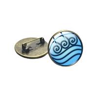 Avatar: El último Airbender Anime Colección Broche Air Nomad Fuego Y Agua Símbolo De Vástago Vidrio Redondo Solapa Pin Botón Fans Regalo, 2.5, Bronce, Vidrio, Turquesa estabilizado