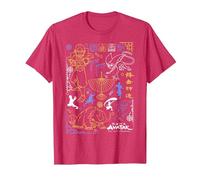 Avatar: The Last Airbender Character Line Art Camiseta, Hombre, Rojo Jaspeado, XXL