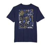 Avatar: The Last Airbender Character Line Art Camiseta, Hombre Tallas Grandes, Azul Marino, 6X Alto