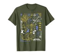 Avatar: The Last Airbender Character Line Art Camiseta, Hombre, Verde Oliva, XXL
