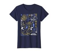 Avatar: The Last Airbender Character Line Art Camiseta, Mujer, Azul Marino, 3XL
