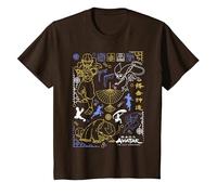 Avatar: The Last Airbender Character Line Art Camiseta, Niños, Marrón, 4 años