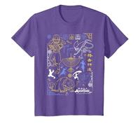 Avatar: The Last Airbender Character Line Art Camiseta, Niños, Morado Jaspeado, 8 años