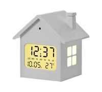 AVCULT Digital House-Shaped Alarm Clock, Small Digital Clock with Date, Week, Temp, Dimmer, Volume, Snooze - 12/24H, Small Desk Clock For Bedside Table Or Bedroom Mantle(B)