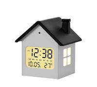 AVCULT Digital House-Shaped Alarm Clock, Small Digital Clock with Date, Week, Temp, Dimmer, Volume, Snooze - 12/24H, Small Desk Clock For Bedside Table Or Bedroom Mantle(A)