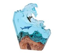 AVCULT Wooden Lamp, Desk Lamp, Large Lamp LED Energy Saving Lamp,Clear Art Resin Epoxy Shark Night Light For Birthday Gift Valentine Gift (Color : 10in)