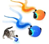 AVCXEC 2 PCS Pelota Viva para Gato con USB y Luces LED, Pelota Interactiva para Gatos con Cola, Pelotaviva para Gatos Eléctrico Automático de 360 ° Rodante, Bola Interactiva para Gatos