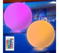 AVCXEC 2 Piezas 40cm Luces Flotantes Piscina, Luce Flotantes Inflables Luce Flotantes Para Piscina con 16 Luce de Colores y 4 Modos de Lus LED Piscina Bañera Luz Inflable de Luz Hasta la Bola de Agua