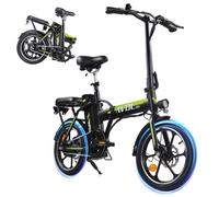 AVDLEU - Bicicleta eléctrica plegable de 16 pulgadas para adultos, bicicleta eléctrica para hombre, mujer, bicicleta eléctrica urbana, batería 36 V 12,8 Ah, asistencia eléctrica hasta 25 km/h, frenos
