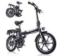 AVDLEU Bicicleta Eléctrica Plegable para Adultos 16", Bicicleta Eléctrica Hombre Mujer (Negra)