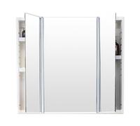 Avdnrya Armario con espejo de baño, 3 puertas con estantes ajustables, armario de almacenamiento montado en la pared, espejo de almacenamiento inteligente de resina plegable triple impermeable (60 x