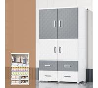 Avdnrya Armario de almacenamiento simple de doble puerta, armario para niños, armario plegable grande con ruedas, armario plegable para bebé con puertas (habitación gris blanca, B2)