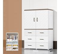 Avdnrya Armario de almacenamiento simple de doble puerta, armario para niños, armario plegable grande con ruedas, armario plegable para bebé con puertas (blanco, B1)